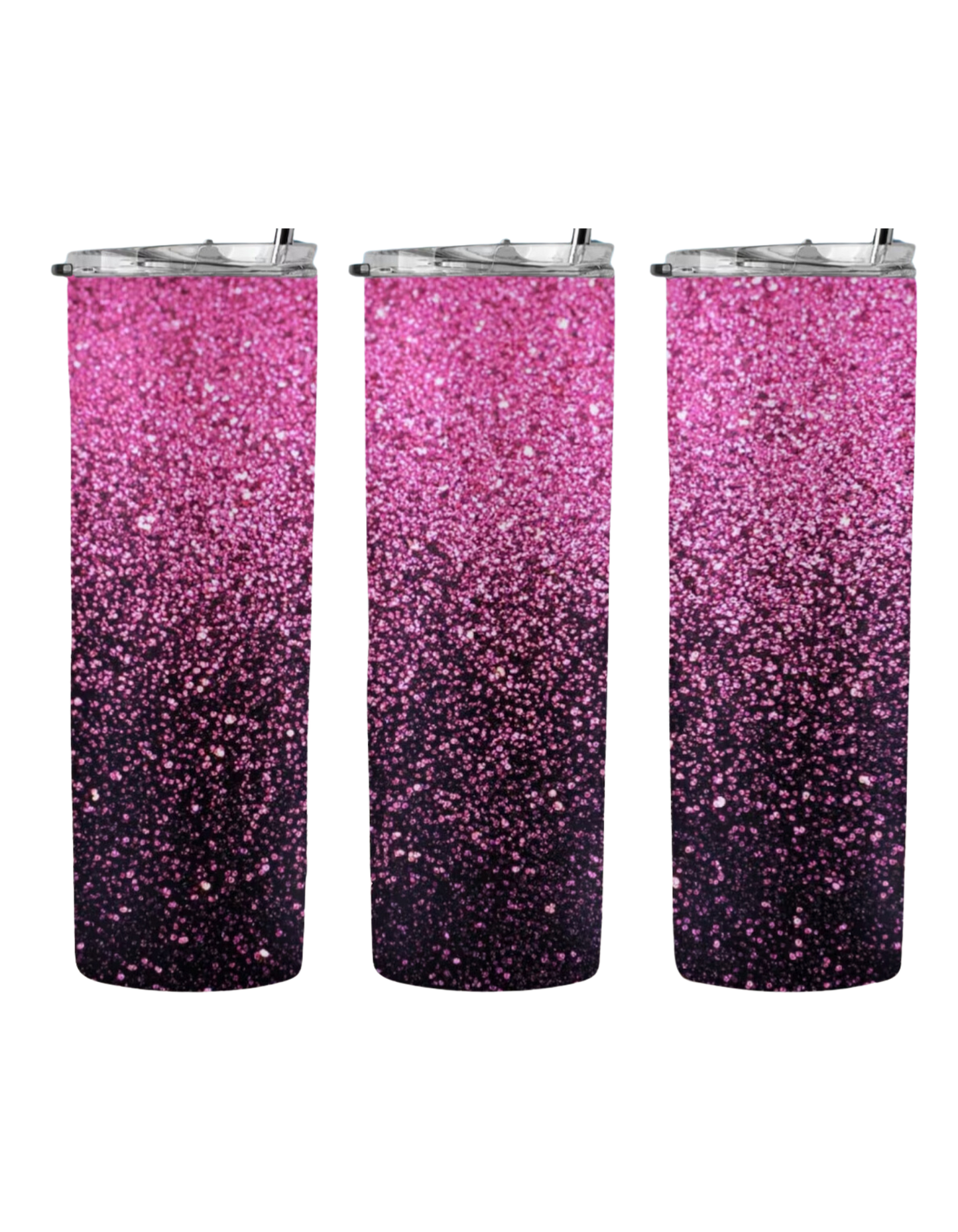 Black/Pink Glitter Tumbler