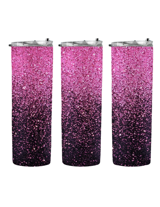 Black/Pink Glitter Tumbler