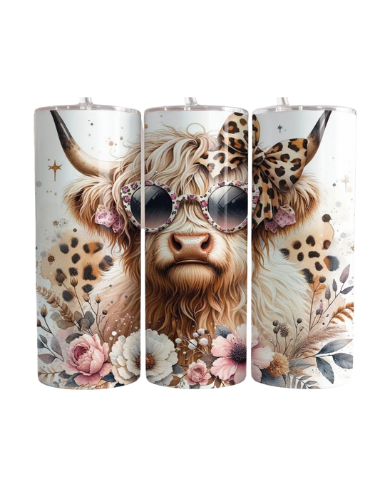 Highland Cow w Sunnies Tumbler