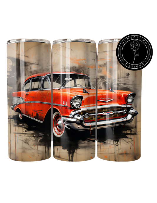 Orange Chevy Bel Air Tumbler