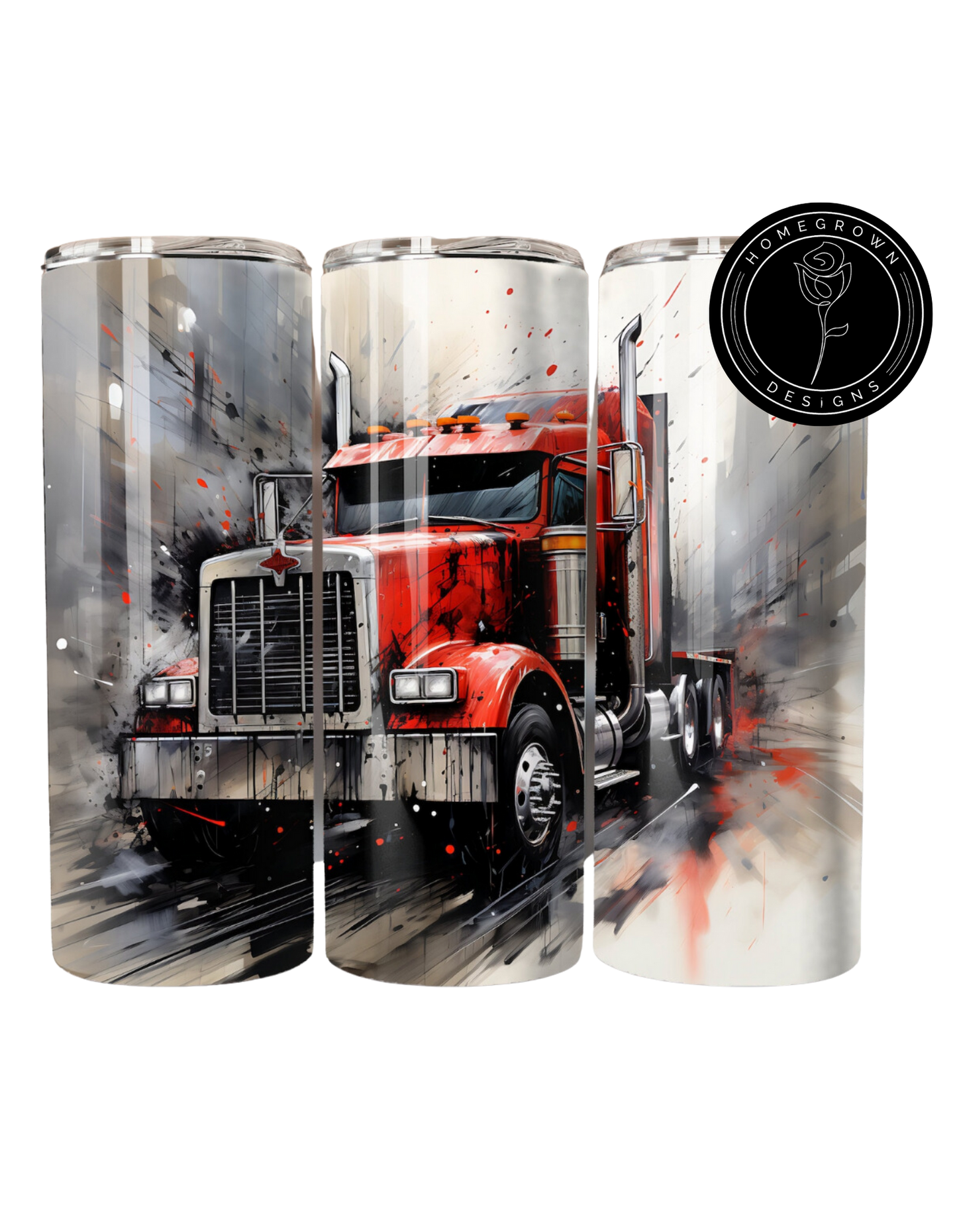 Red Semi Truck Tumbler