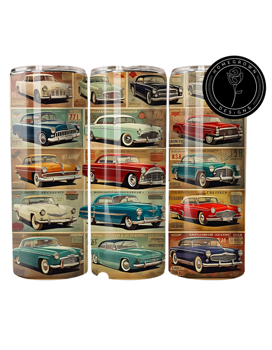 Vintage Car Collage Tumbler